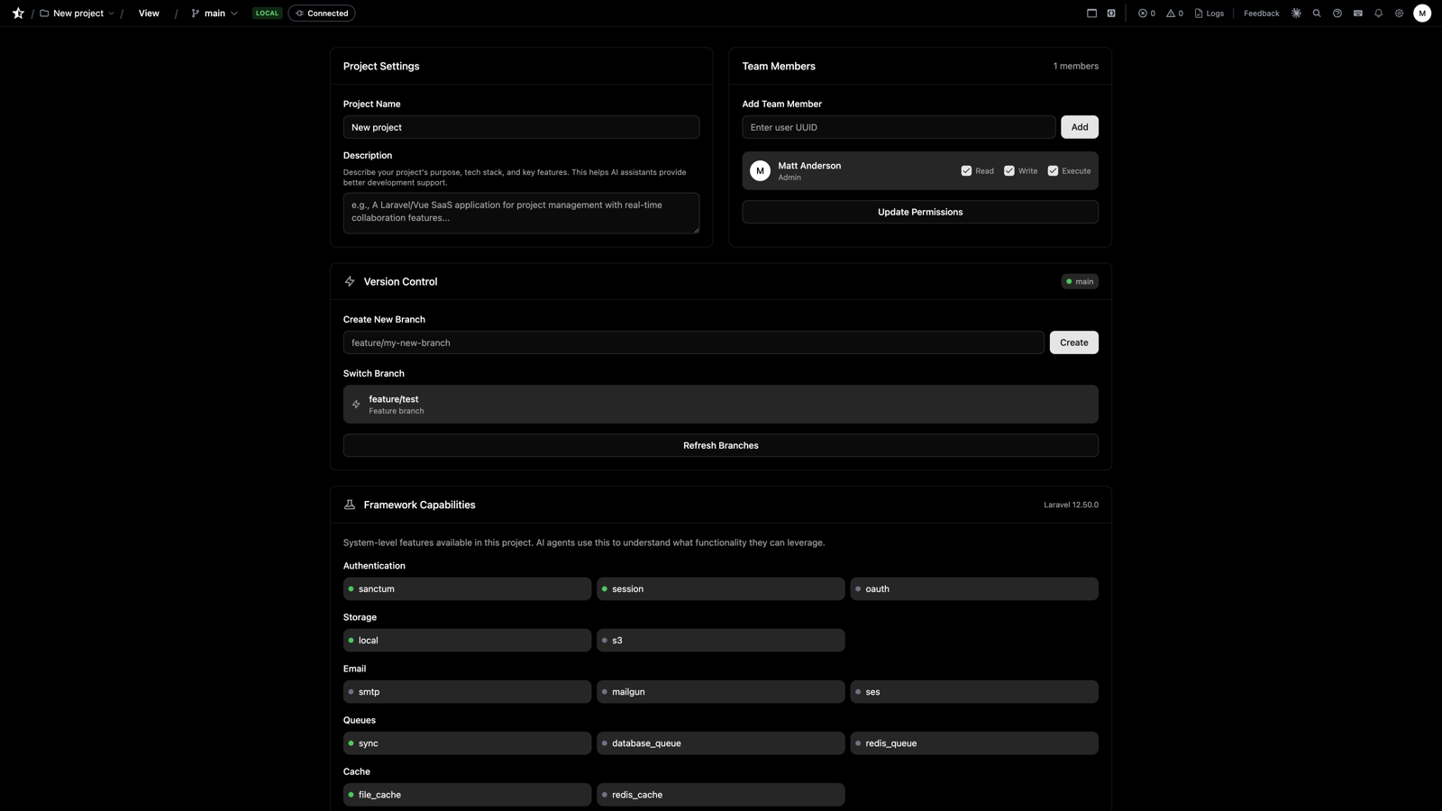 Project settings overview